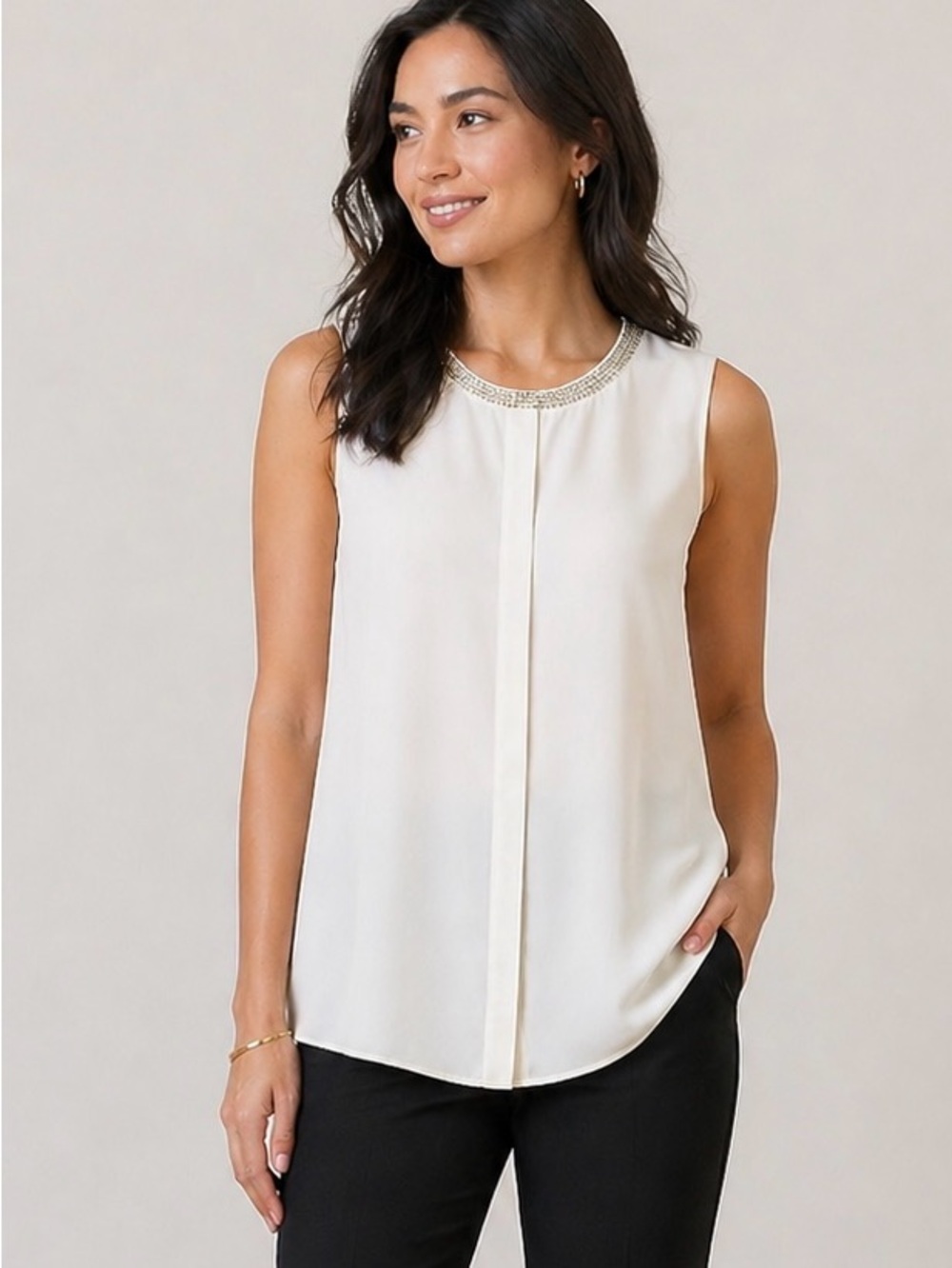 ✨ RACHEL Rachel Roy Sleeveless High-Low Blouse | Cream | Size Medium ✨